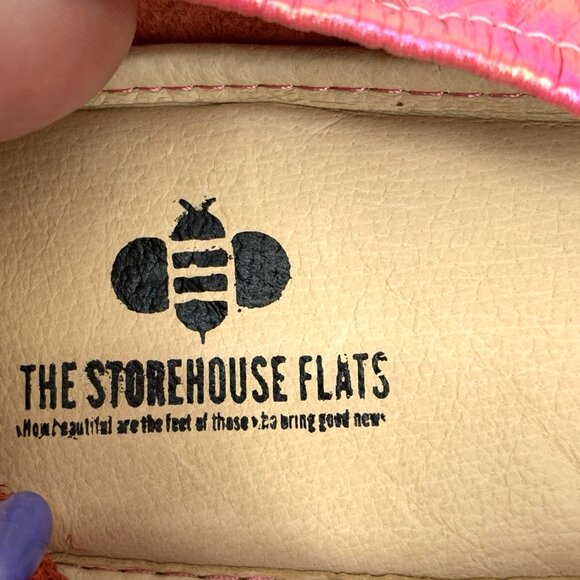 The Storehouse Flats Iridescent Pink Leather Foldable Shoes Sz 8 Packable Travel - Picture 2 of 3